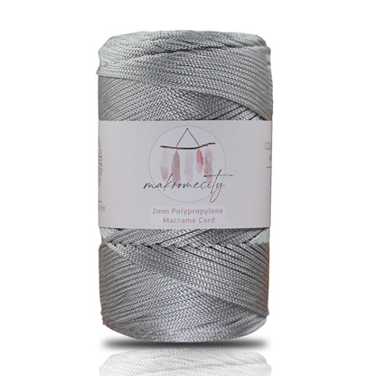 Makramee Garn 2mm x 230m Premium Polyester Macrame Cord - Light Grau