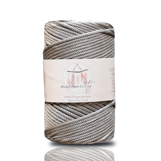 Makramee Garn 3mm x 120m Premium Polyester Macrame Cord - Light Grau