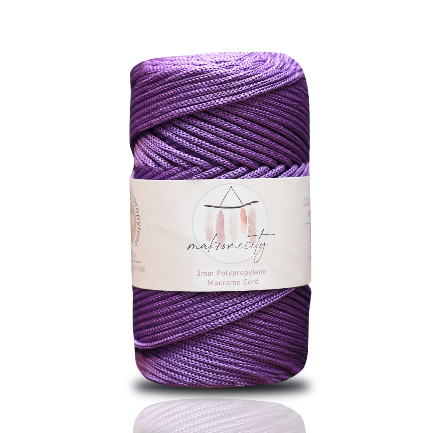 Makramee Garn 3mm x 120m Premium Polyester Macrame Cord - Lila