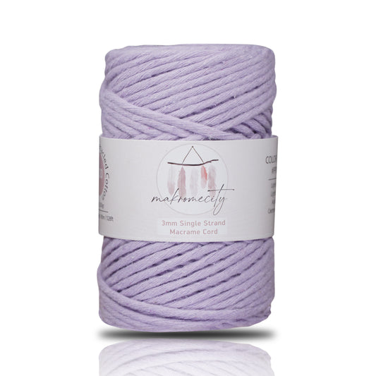 Makramee Garn 3mm x 100m Premium Single Twisted Macrame Cord - Lilac