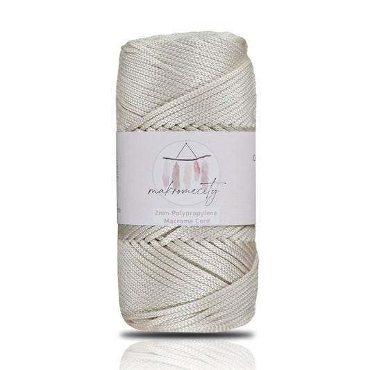 Makramee Garn 2mm x 115m Premium Polyester Macrame Cord - Naturel (Ecru)