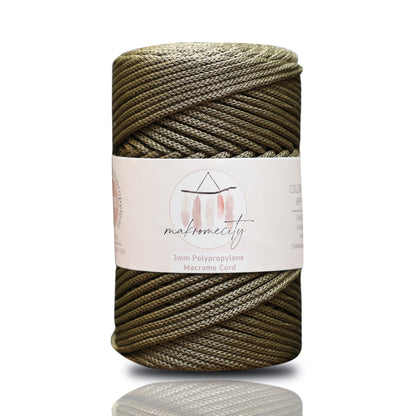 Makramee Garn 3mm x 120m Premium Polyester Macrame Cord - Olivegrün