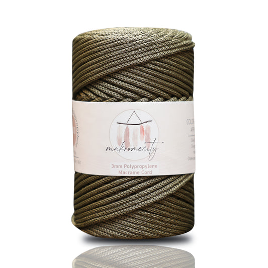 Makramee Garn 3mm x 120m Premium Polyester Macrame Cord - Olivegrün