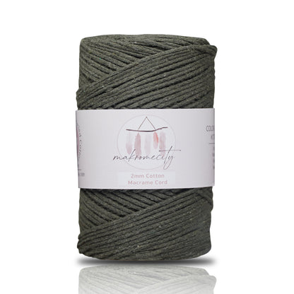 Baumwolle Makramee Garn 2mm x 180m - Olivegrün