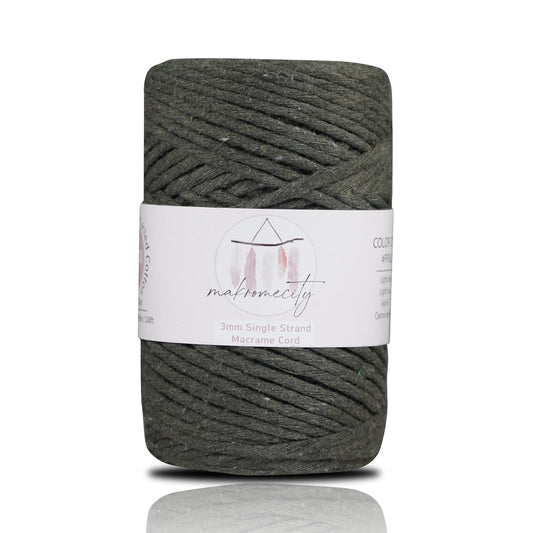 Makramee Garn 3 mm x 100 m Premium Single Twisted Makramee-Schnur – Olivgrün 