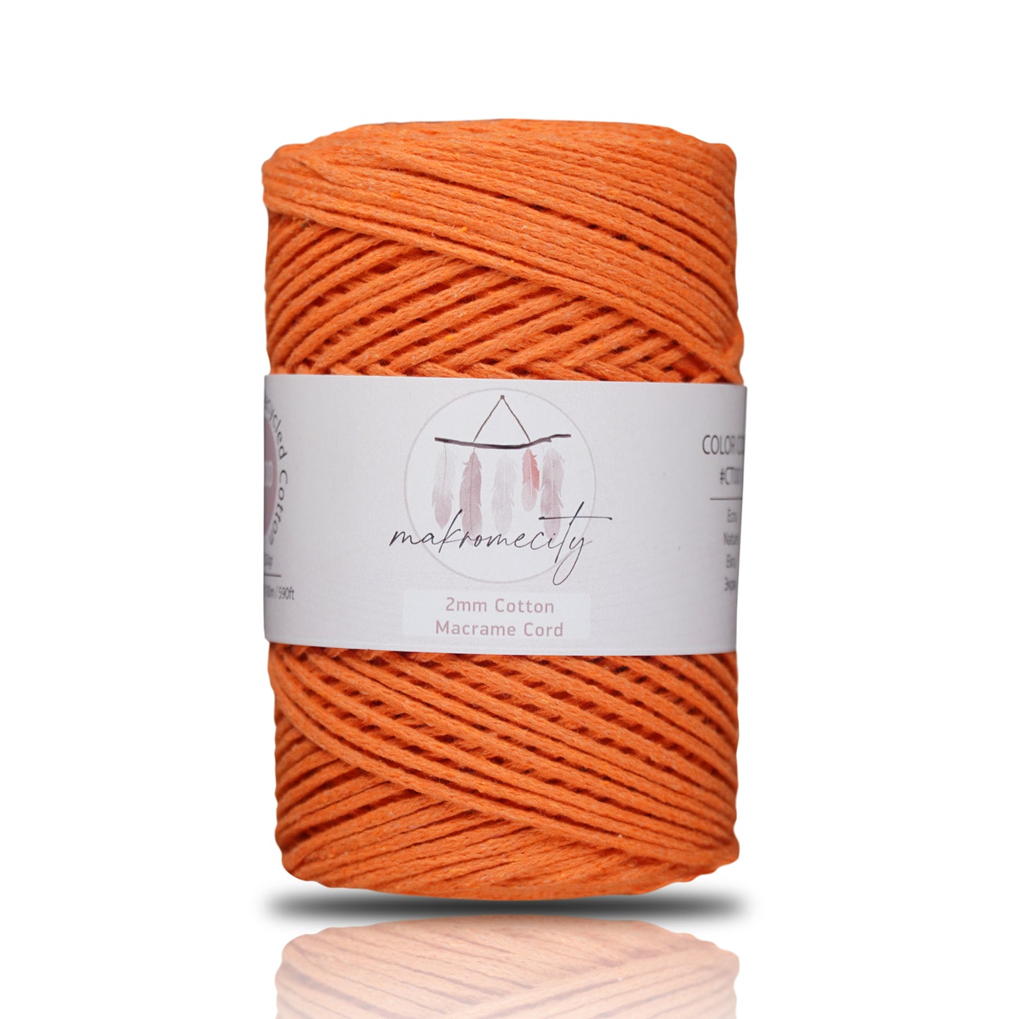 Baumwolle Makramee Garn 2mm x 180m - Orange