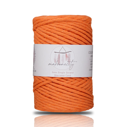 Makramee Garn 3 mm x 100 m Premium Single Twisted Makramee-Schnur – Orange 