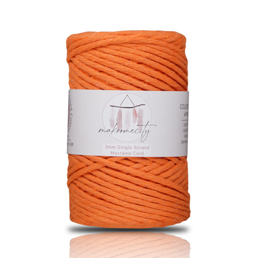 Makramee Garn 3mm x 100m Premium Single Twisted Macrame Cord - Orange