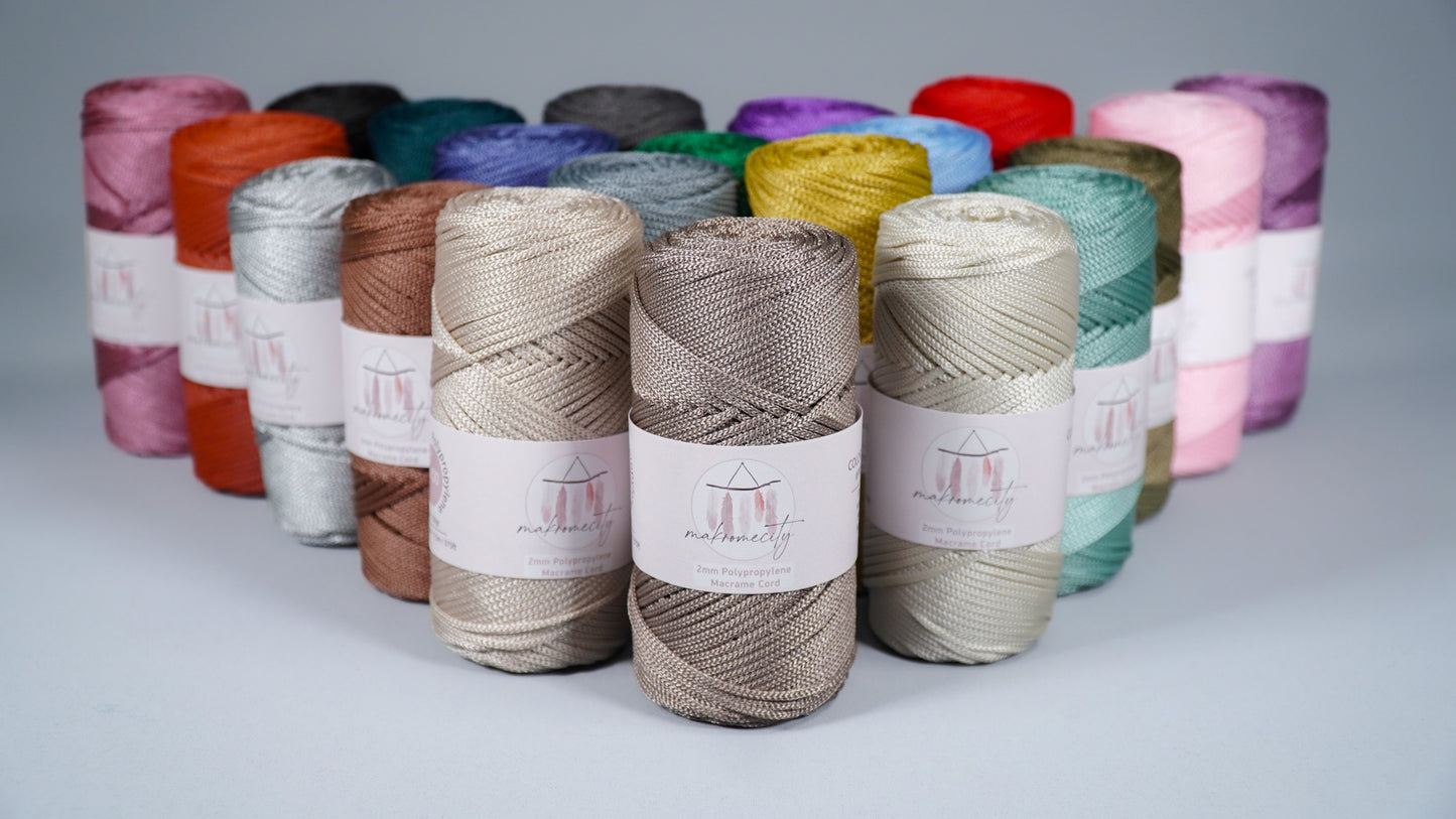 Makramee Garn 2mm x 230m Premium Polyester Macrame Cord - Grau