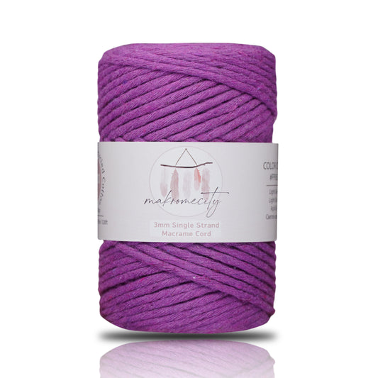 Makramee Garn 3 mm x 100 m Premium Single Twisted Makramee-Schnur – Lila 