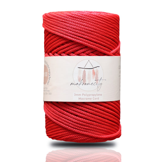 Makramee Garn 3mm x 120m Premium Polyester Macrame Cord - Rot