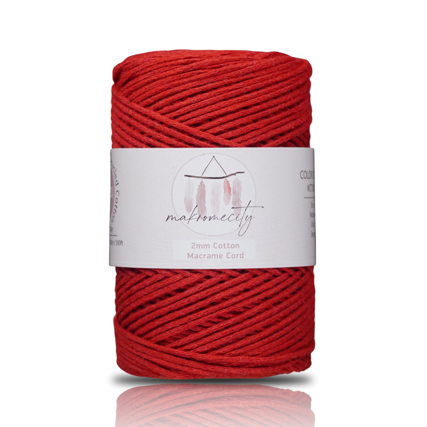 Baumwolle Makramee Garn 2mm x 180m - Rot