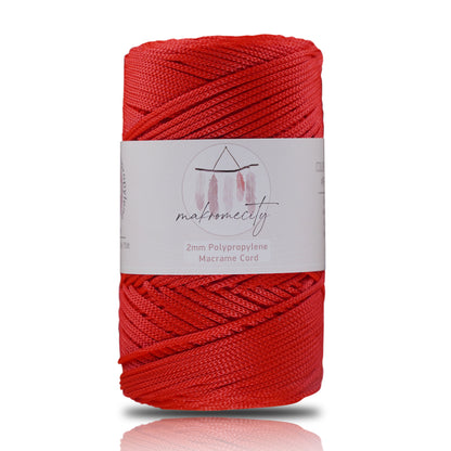 Makramee Garn 2mm x 230m Premium Polyester Macrame Cord - Rot