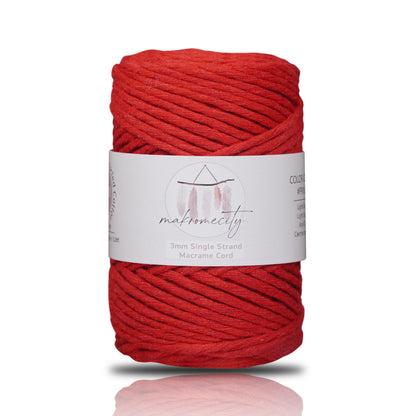 Makramee Garn 3mm x 100m Premium Single Twisted Macrame Cord - Rot