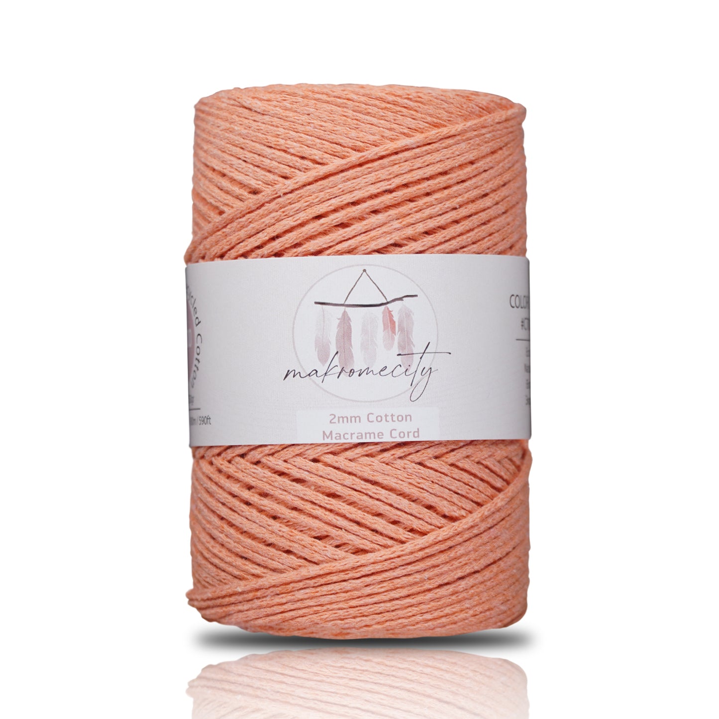 Baumwolle Makramee Garn 2mm x 180m - Lachsrosa 