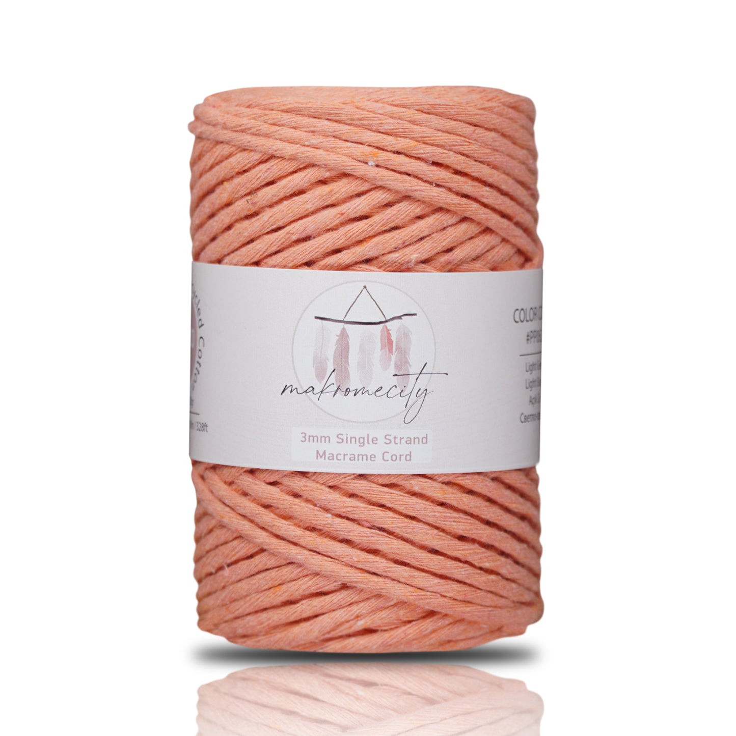 Makramee Garn 3 mm x 100 m Premium Single Twisted Makramee-Kordel – Lachsrosa 