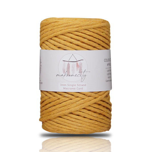 Makramee Garn 3mm x 100m Premium Single Twisted Macrame Cord - Senf