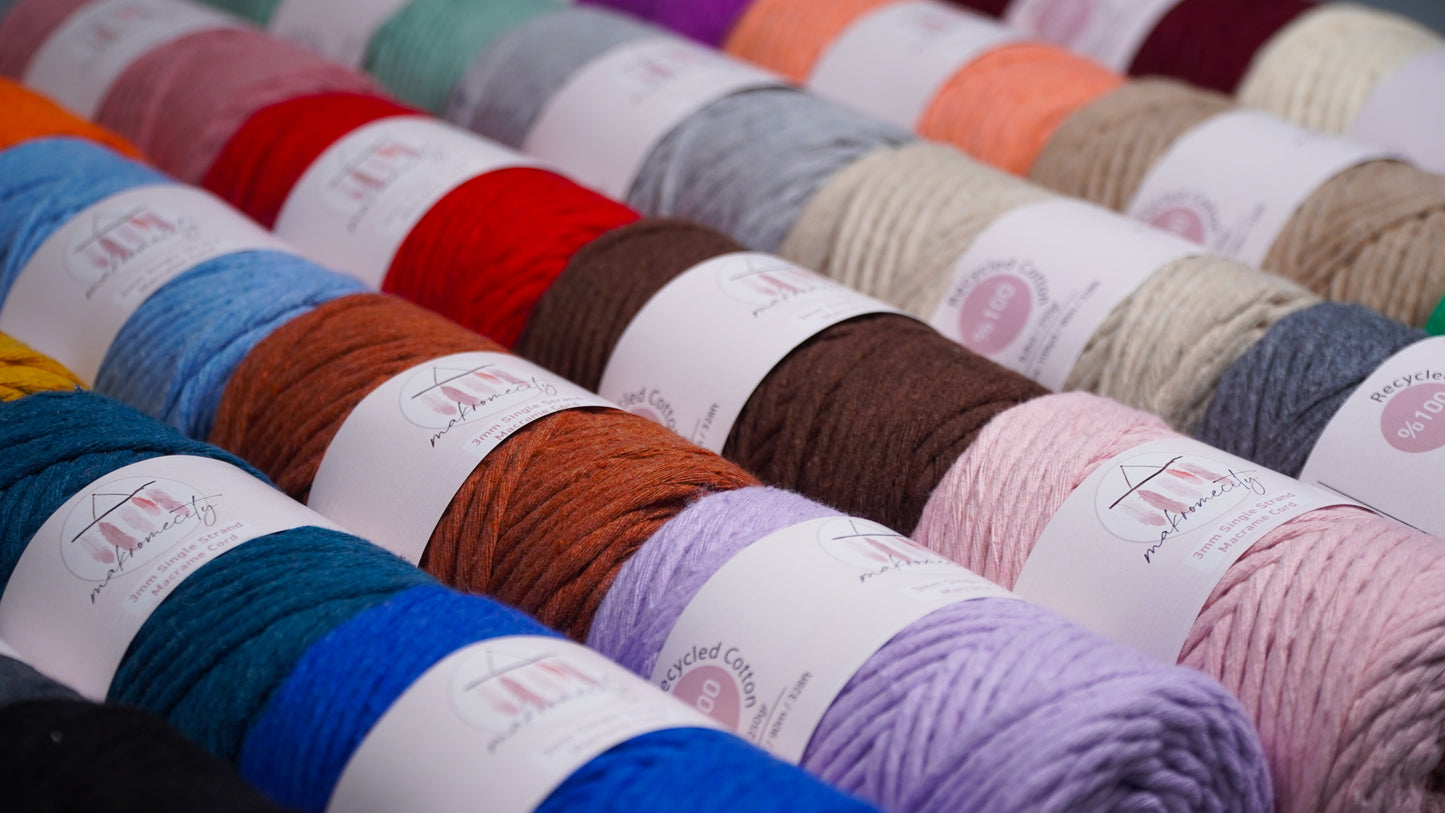 Makramee Garn 3 mm x 100 m Premium Single Twisted Makramee-Schnur – Lila 