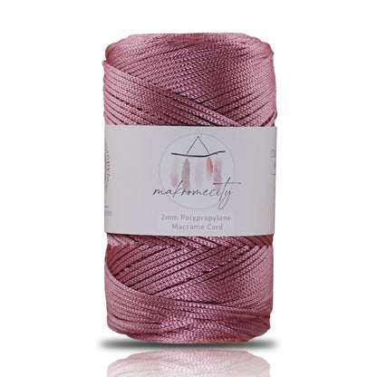 Makramee Garn 2mm x 230m Premium Polyester Macrame Cord - Staubige Rose