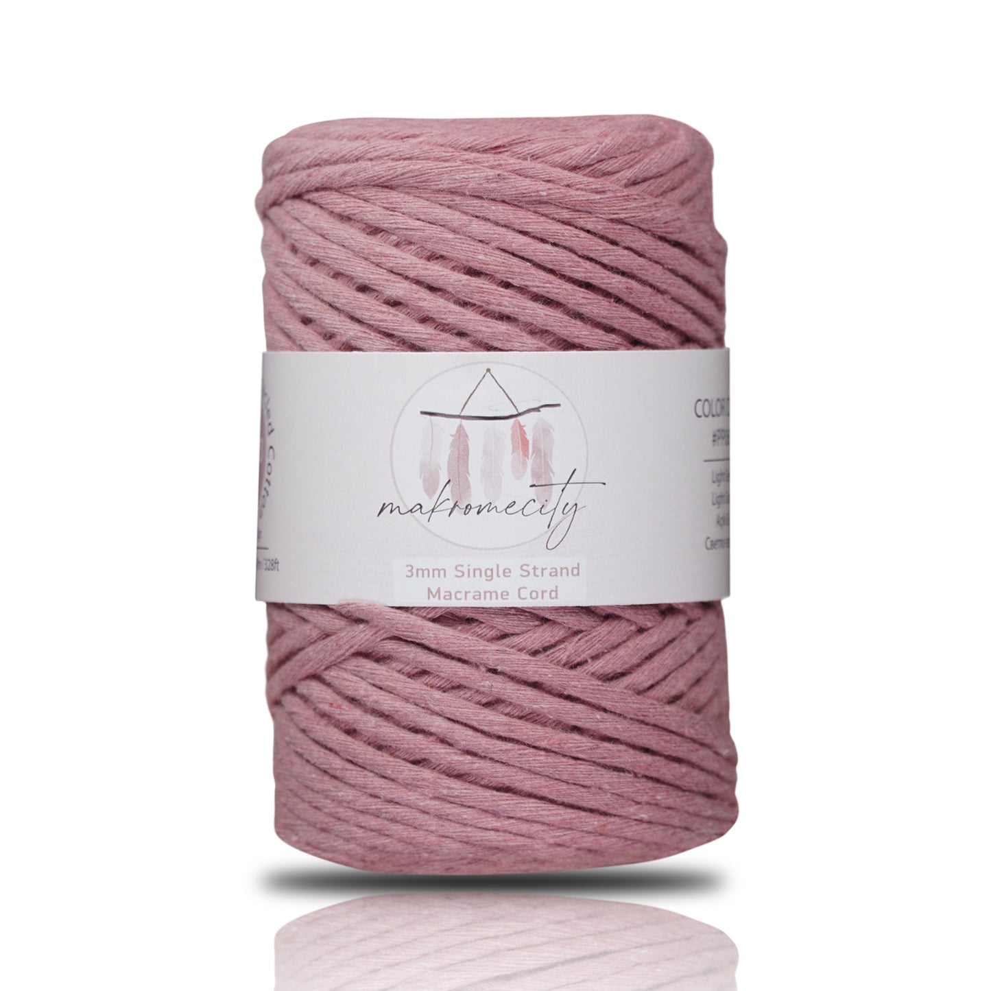 Makramee Garn 3 mm x 100 m Premium Single Twisted Makramee-Schnur – Staubige Rosa 