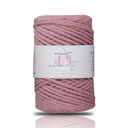 Makramee Garn 3 mm x 100 m Premium Single Twisted Makramee-Schnur – Staubige Rosa 