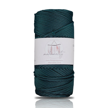 Makramee Garn 2mm x 115m Premium Polyester Macrame Cord - Wald Grün