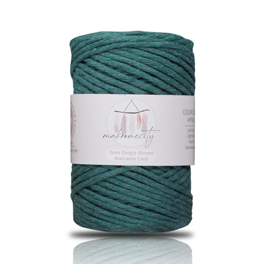 Makramee Garn 3mm x 100m Premium Single Twisted Macrame Cord - Wald Grün