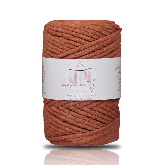 Makramee Garn 3mm x 100m Premium Single Twisted Macrame Cord - Ziegel